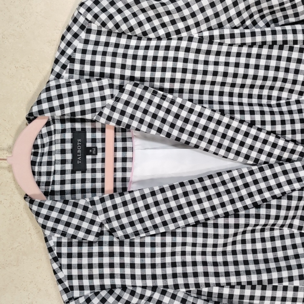 Talbots Classic Black and White Gingham Blazer - Picture 2 of 12